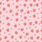 Small strawberry and flower illustration on pink background. seamless pattern with strawberry fruit and flower. hand drawn vector.