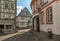 Small street with half timbered houses in the historical old town, Kronberg im Taunus, Germany