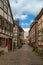 Small street with half timbered houses in the historical old town, Kronberg im Taunus, Germany
