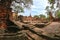 Small stupa and wall at Wat Phra Si Sanphet, Phra Nakhon Si Ayutthaya, Thailand. Beautiful of historic city at buddhism temple.