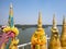 Small stupas at Buddhist temple in Thailand