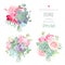 Small succulents gift bouquets vector design set