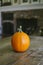 Small Sugar Pumpkin on a Farm Table