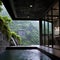 Small swimming pool in a modern house rising above the Guilin Hills