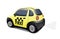 Small taxi car on white background