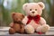 a small teddy bear beside a large teddy bear