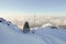 A small temple at the summit of Himalayan mountain