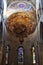 Small, with three colored windows, but beautiful internal part of the frescoed vault of the cathedral of Lucca.