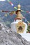 Small Tibetan stupa in Nepal with sacred mani stones