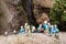 Small tiny colorful buddha figurines with shaved head at Haedong Yonggungsa temple, Busan, South Korea, Asia