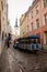 Small tourist train on the streets of a European city