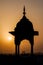 Small tower of Jama Masjid mosque in the center of Delhi during sunset, Indi