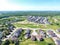 Small town on aerial view in summer, Ontario, Canada