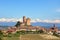 Small town with old castle on the hill in Piedmont, Italy.