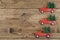 Small toy cars carring christmas tree on wood background . Sesonal holidays, greeting card, christmas mood concept