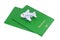 Small toy plane on top of green passports