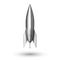 Small toy shiny metallic rocket isolated on white, silvery spaceship 3d model mockup