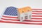 Small toys house on USA flag. USA national flag