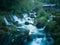 Small traditional wooden water mill by the wild river Krupa with big rocks and cascades on popular tourist place Krupa na Vrbasu