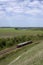 Small train rides on the railroad in rural areas