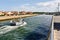 Small trawler returning to the port of Capbreton