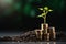 Small tree on stack coins idea for esg investment sustainable organizational development