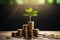 Small tree on stack coins idea for esg investment sustainable organizational development