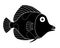 Small tropical fish - black vector silhouette for logos and pictograms. Black fish - marine sign or icon.