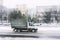 Small truck driving in winter