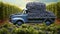 a small truck loaded with plump, sweet blueberries, arranged in crates and ready for the road.