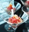 Small tuna snack in cocktail glass