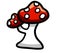 Small Two Headed Red Mushroom