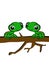 Small two pair of cartoon lizard on tree