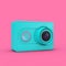 Small Ultra HD Blue Action Camera in Duotone Style. 3d Rendering