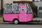 Small uniquely patterned and bright pink trailer