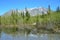 Small unnamed lake in Khibiny mountains in sunny summer day