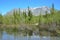 Small unnamed lake in Khibiny mountains in sunny summer day