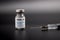 Small vaccine bottle phial with a label that read `Covid - 19 Corona virus Vaccine injection only`