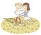 Small vignette illustration of a dancing couple in love