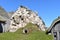 A small Viking village at the Vestrahorn national park in Iceland