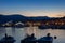 Small village Baska with ships in night, long exposure, island K