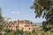 The small village of Roussillon. Landscape with houses in historic ocher town Roussillon, Provence, France