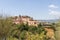 The small village of Roussillon. Landscape with houses in historic ocher town Roussillon, Provence, France