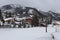 A small village shrouded in snow