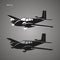 Small vintage plane vector illustration. Twin engine propelled passenger aircraft.