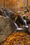 Small waterfall in autumn. Montseny, Spain.
