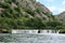 Small waterfall while boating the Zrmanja river inland from Obrovac, Croatia