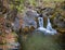 Small waterfall with double cascades of the Saloria river