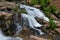 Small waterfall flowing down a rockface in the forest