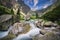Small waterfall in Mala Studena Dolina valley in High Tatras